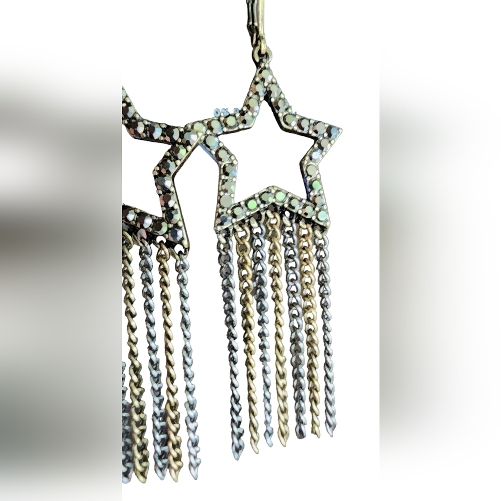 Vera Wang Crystal Rhinestone Celestial Chain Drop Earrings NWT - Picture 4 of 6